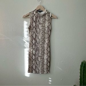 Snake print faux neck dress